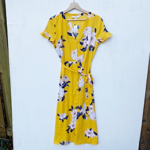 NWT Ann Taylor LOFT Yellow Floral Bouquet Dress - Picture 5 of 8